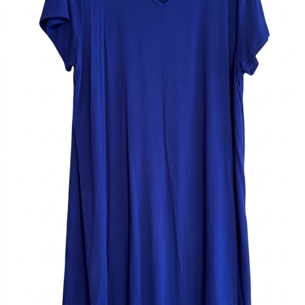 Cupio Deep Blue V-Neck Cross-Detail Dress - 2X